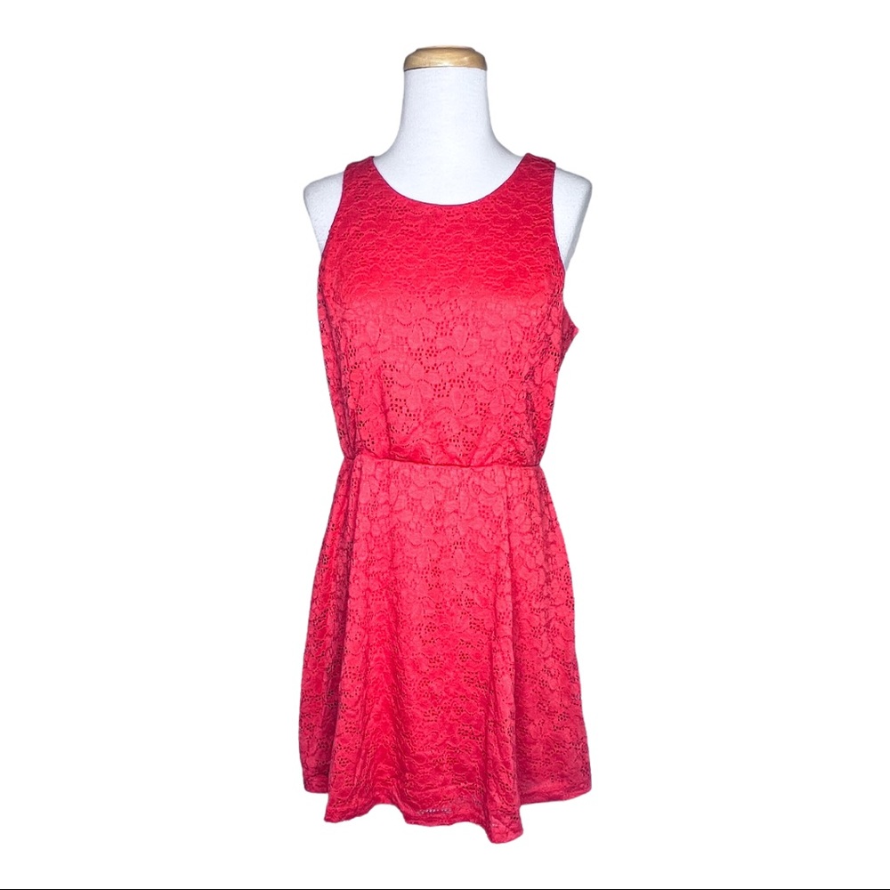 Cotton On Orange A Line Sleeveless Dress Scoop Neck Teardrop Keyhole Back Size L - Picture 9 of 9